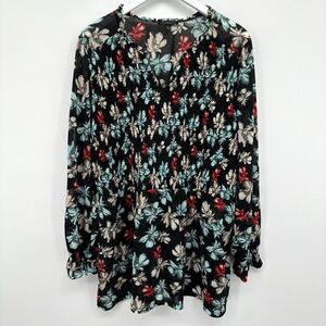 Lane Bryant Tunic Top Shirt Blouse Size 22 24 Sheer Floral Smocked Stretch‎ New